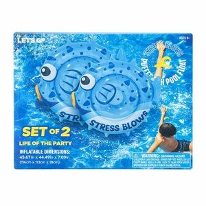 Set of 2 Puffer Fish Pool Float Inflatable 45” Stress Blows NEW Sealed